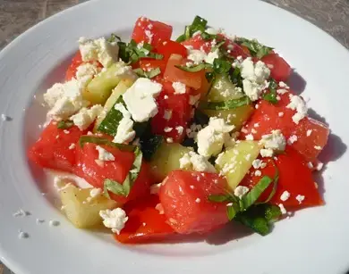 Salade met watermeloen en feta